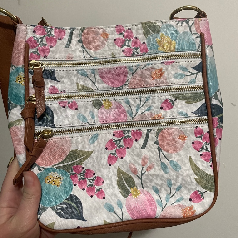 bueno of california pink floral crossbody purse